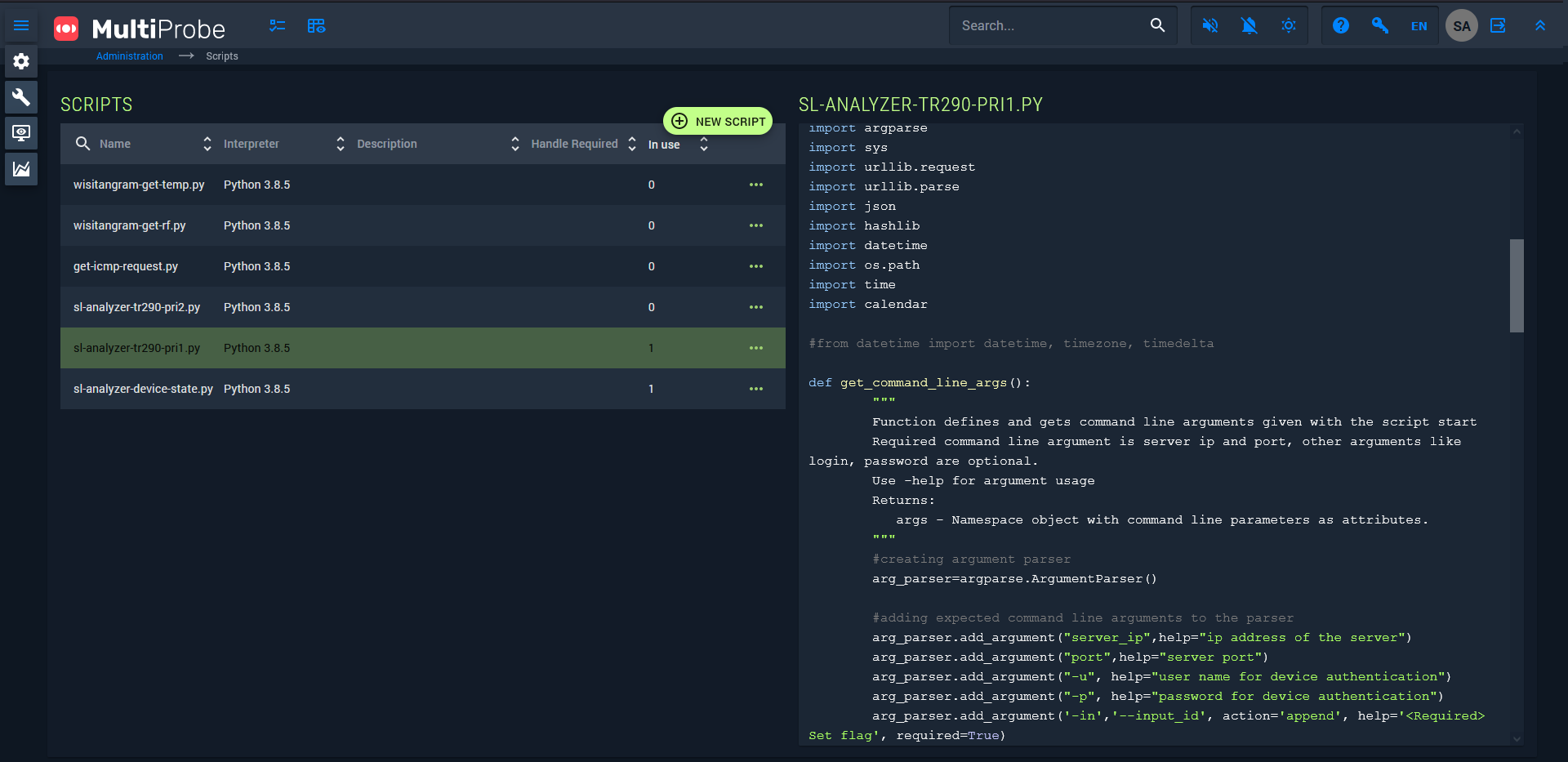 Настройка Python скриптов MultiProbe по сбору данных с Анализатора по SNMP