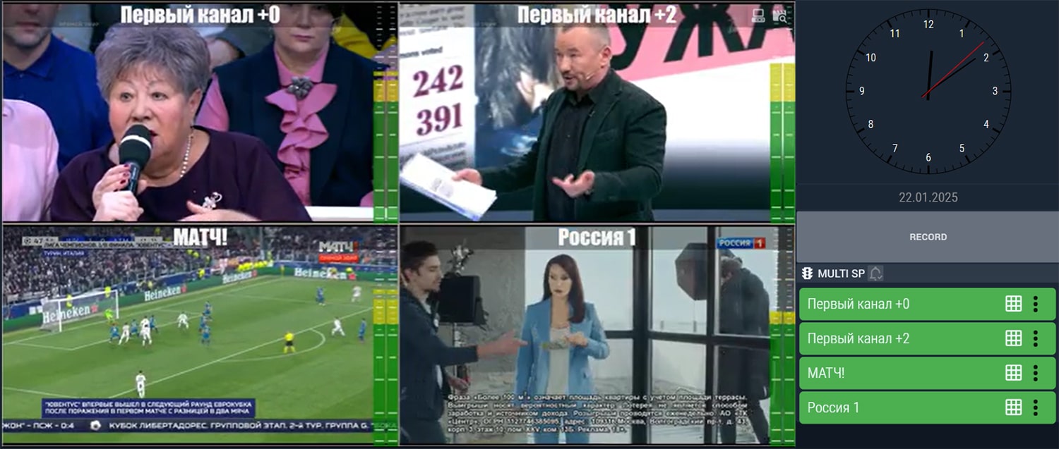 Пример мультипросмотра в MultiProbe 7.12